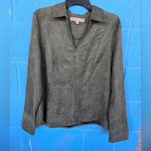 Croft & Barrow Olive Green Microsuede Light Jacket Sz L